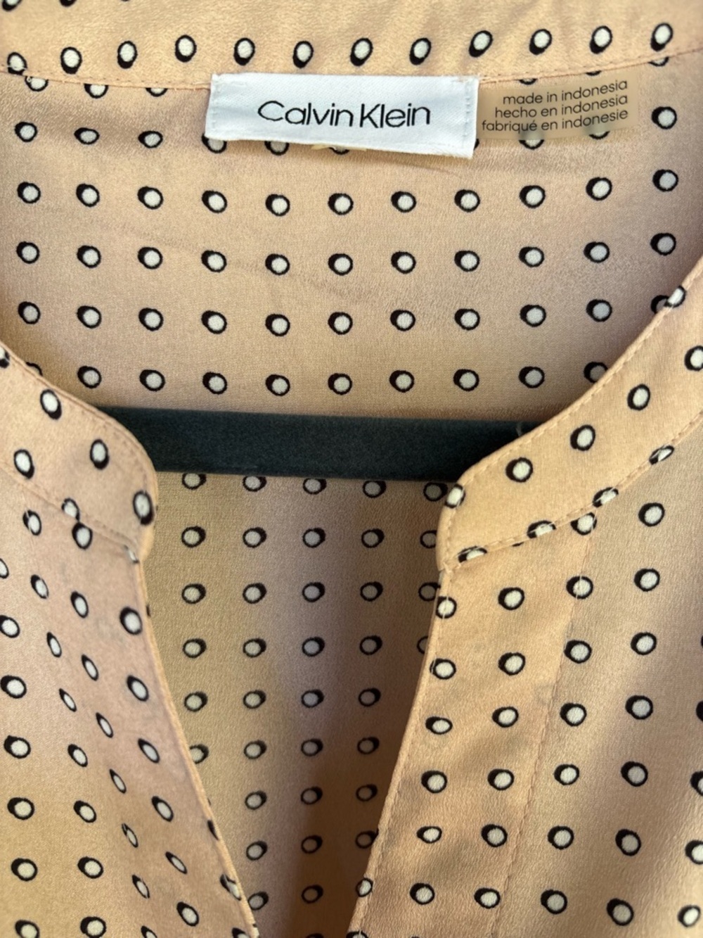 Calvin Klein Peach Dot-Print Long-Sleeve Blouse - Picture 8 of 9